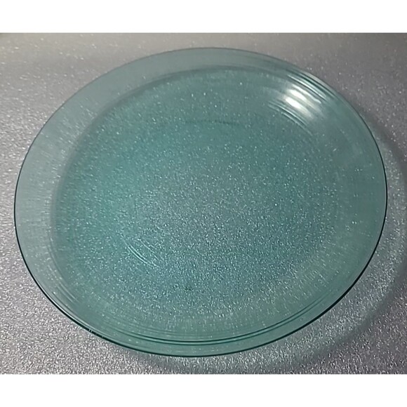 Set of 8 Arcoroc France Green Teal Glass Salad Dessert Plate Ribbed 7.5" - Picture 5 of 10